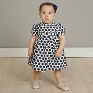 Mayoral Baby Girl Dress, Navy Blue and White Polka Dot, Size 9 Months